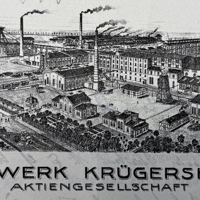 Bild 2: Werksgelände der Krügershall AG um 1920 (Abbildung: Briefkopf Krügershall AG,LASA WER, F 38 VIII K2).