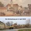 Bilder: Oben, die Würdenburg während eines Militärmanövers um 1860. Lithografie: Duncker 1857/83, S. 115. Unten, die Würdenburg heute. Foto: Anja Ulrich, 2. April 2019