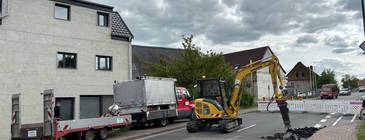 Kanaleinbruch in der Lauchstädter Straße (L 163) in der Ortslage Angersdorf