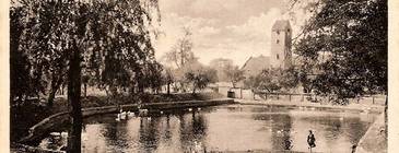 Der Eisdorfer Dorfteich auf einer Fotokarte, gel. 1956[Verlag: Kunstanstalt R. Leiter, Halle/Saale – 9,0 x 14,0 cm], Sammlung Mike Leske